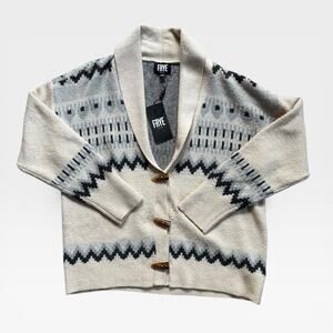 FRYE NWT Cardigan Cream Sweater Large Toggle Knit Southwestern Ranch Wool Blend